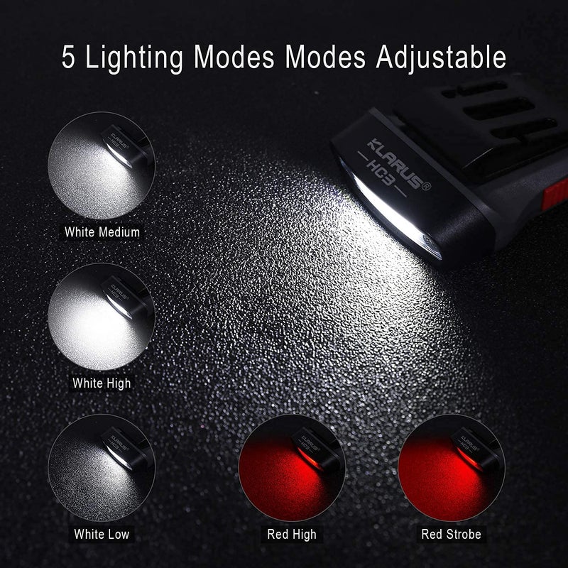klarus HC3 Rechargeable Motion Sensor Cap Visor Light - 100 Lumens COB LED Clip on Hat Light - Headlamp Flashlight with Red Light for Fishing Running Camping Reading - Image 3